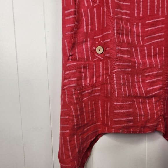 Vintage 90s Pink 100% Linen Shift Dress Sleeveless Pockets Lagenlook Summer Boho - Picture 6 of 13